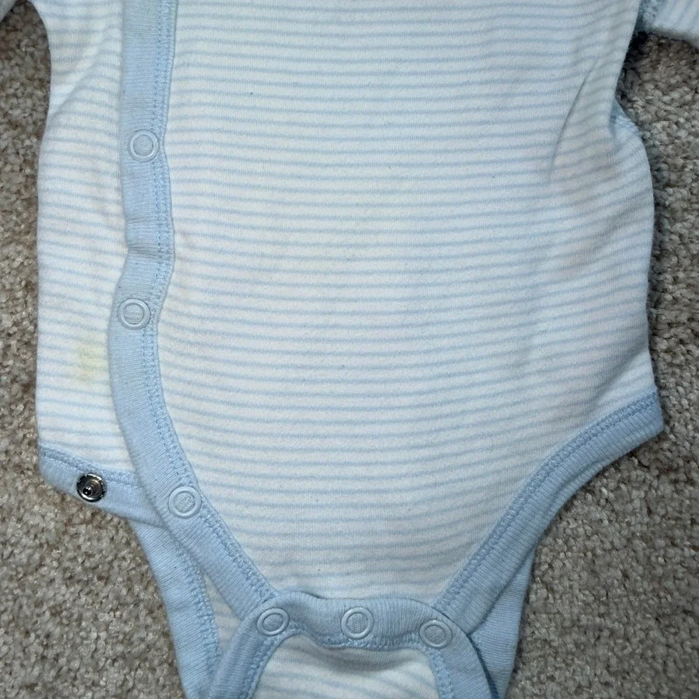 Moon and Back Hanna Andersson Baby 4pc Organic Cotton Set Blue White Striped NB